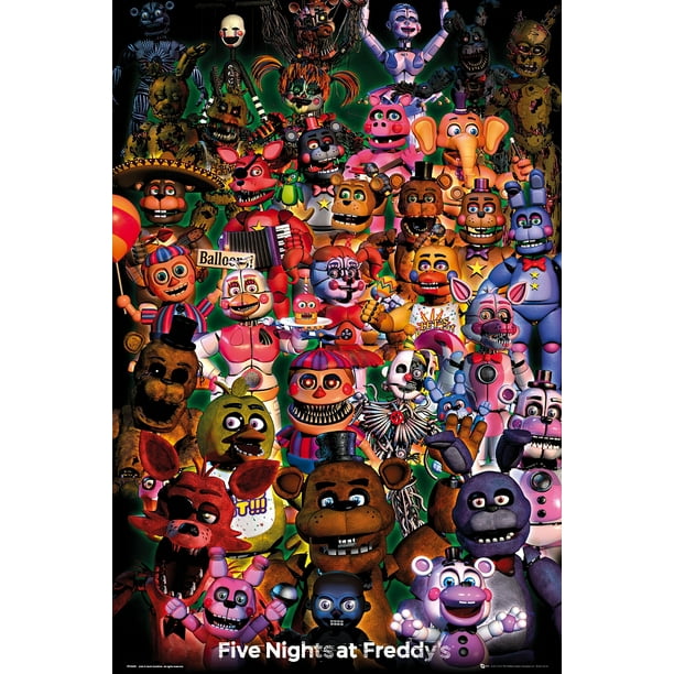 Five Nights At Freddy S Gaming Poster Print All Characters Ultimate Group Clear Poster Hanger Walmart Com