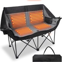 RedSwing Heated Double Camping Chair, 3 Heat Levels Heated Loveseat Chair for Outdoor Sports Support 660LBS, Heating Folding Loveseat Chairs for Adults, Battery NOT Included