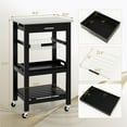 thumbnail image 3 of Costway Compact Kitchen Island Cart Rolling Service Trolley with Stainless Steel Top Basket, 3 of 10