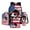 American Flag Soccer Ball, variant on Cute Axolotl Cherry Blossom Pattern Backpack Set for School Kids - 17" Bookbag, Thermal Lunch Box, Water Bottle Carrier, Pencil Pouch 4Pcs Back to School Gift for Boys & Girls