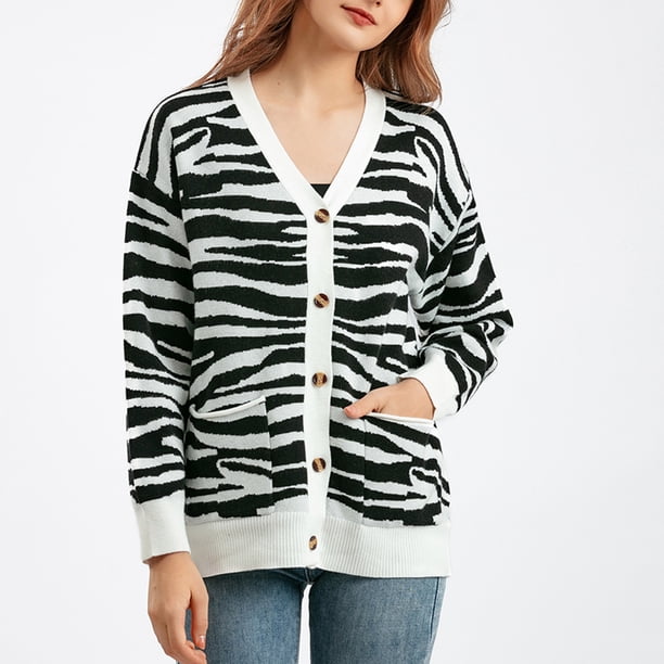 Cárdigan de moda para mujer, informal, de manga larga, tejido, corto, blusa, abrigo, estilo fino, a rayas