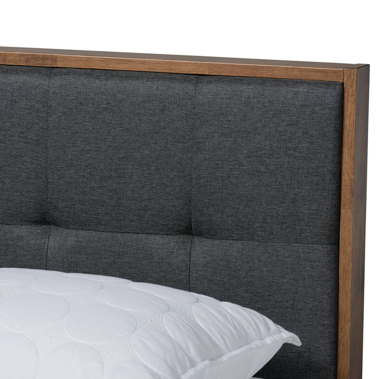 Baxton Studio Alke Mid-Century Modern Light Grey Fabric Upholstered Walnut Brown Finished Wood King Size Platform Bed Baxton Studio Alke Mid-Century Modern Light Grey Fabric Upholstered Walnut Brown Finished Wood King Size Platform Bed