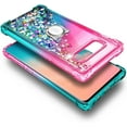 thumbnail image 5 of Nagebee Case for Samsung Galaxy S10 with Screen Protector (Soft Full Coverage), Glitter Sparkle Flowing Liquid Diamond Bling [Ring Holder & Wrist Strap] Women Cute (Pink/Aqua), 5 of 6