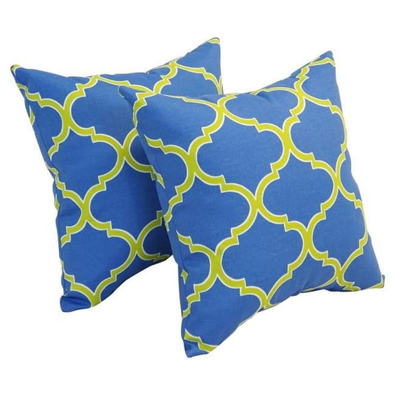 Blazing Needles 9910-S2-OD-150 17 in. Square Polyester Outdoor Throw Pillows, Irondaze Cobalt - Set of 2