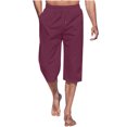 thumbnail image 1 of Aqestyerly Men's Summer Capri Pants - Elastic Waist,Side Pockets,Drawstring Design for Casual Summer Wear, 1 of 6