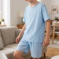 thumbnail image 6 of Edvintorg Girls Summer 2 Piece Sets Lightweight Short Sleeve Crewneck Tops and Shorts Loungewear Matching Set Teen Clothes Size 11-18, 6 of 8