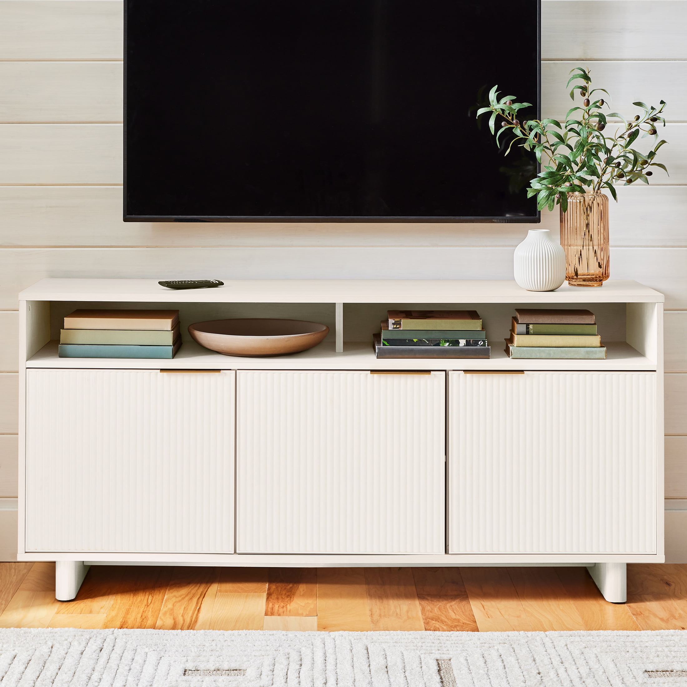 Better Homes & Gardens Lillian Fluted TV Stand for TVs up to 70", White Finish