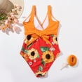 thumbnail image 6 of asdoklhq Plus Size Swimsuit for Women,Women's One-Piece Sunflower Print Color Blocking Lace Up Plus Size Overlay Print Bikini Swimsuit, 6 of 7