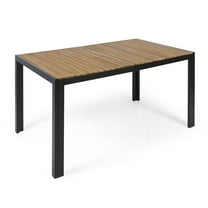 GDF Studio Azelea Outdoor Industrial Acacia Wood Dining Table, Black and Teak