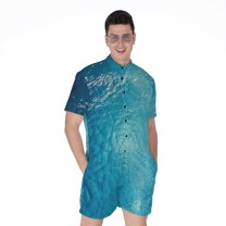 Sea Water Surface Short Sleeve Men'S Rompers, Sea Ocean Casual Summer Jumpsuits Outfit