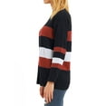 thumbnail image 6 of HUBERY Women Colorblock Stripe Crew Neck Long Sleeve Sweater, 6 of 8