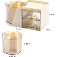 thumbnail image 2 of Tutuviw Desk Organizer with 2 Drawer Multi-Functional 6 Slots 360 Degree Rotating Desk Organizer Stationery Accessories Storage Box for Office Home Art Supplies(Yellow), 2 of 7
