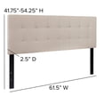 thumbnail image 4 of Pemberly Row Contemporary Queen Fabric Panel Headboard in Beige, 4 of 9