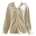 thumbnail image 4 of LIZUOJUNF Women's Satin Blouse Button Down Silk Shirt V Neck Long Sleeve Casual Work Dressy Shirts, 4 of 4
