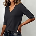 thumbnail image 5 of Qwertyu Sweater for Women Summer 2026 Short Sleeve V Neck Pullover Top Business Casual Knit Fall Clothes Black M, 5 of 5
