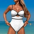 thumbnail image 2 of Uaswgudfs Womens One-Piece Swimsuit with Heart-Shaped Cutouts & Embellished Design - Form-Fitting Swimwear for Pool or Beach Style White S, 2 of 4