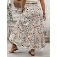 thumbnail image 5 of AURA Women’s A-Line Maxi Skirt Floral Print Pleated Design for Casual Wear Apricot XL–4XL, 5 of 6
