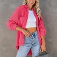 thumbnail image 2 of Long Sleeve Denim Jacket Oversized Lapel Button Up Shacket Casual Boyfriend Western Trucker Jean Jackets Womens Jackets Trendy Women Winter Casual Jacket Casual Womens Outfit Long Denim Jacket Women, 2 of 5
