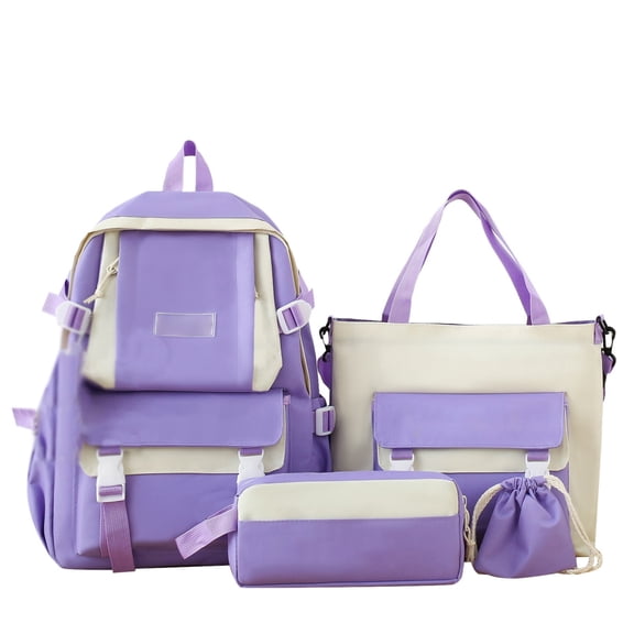 Backpack 4 Piece Set Large Capacity School Bookbag Lightweight Daypack with Accessories Backpack for School Travel and College