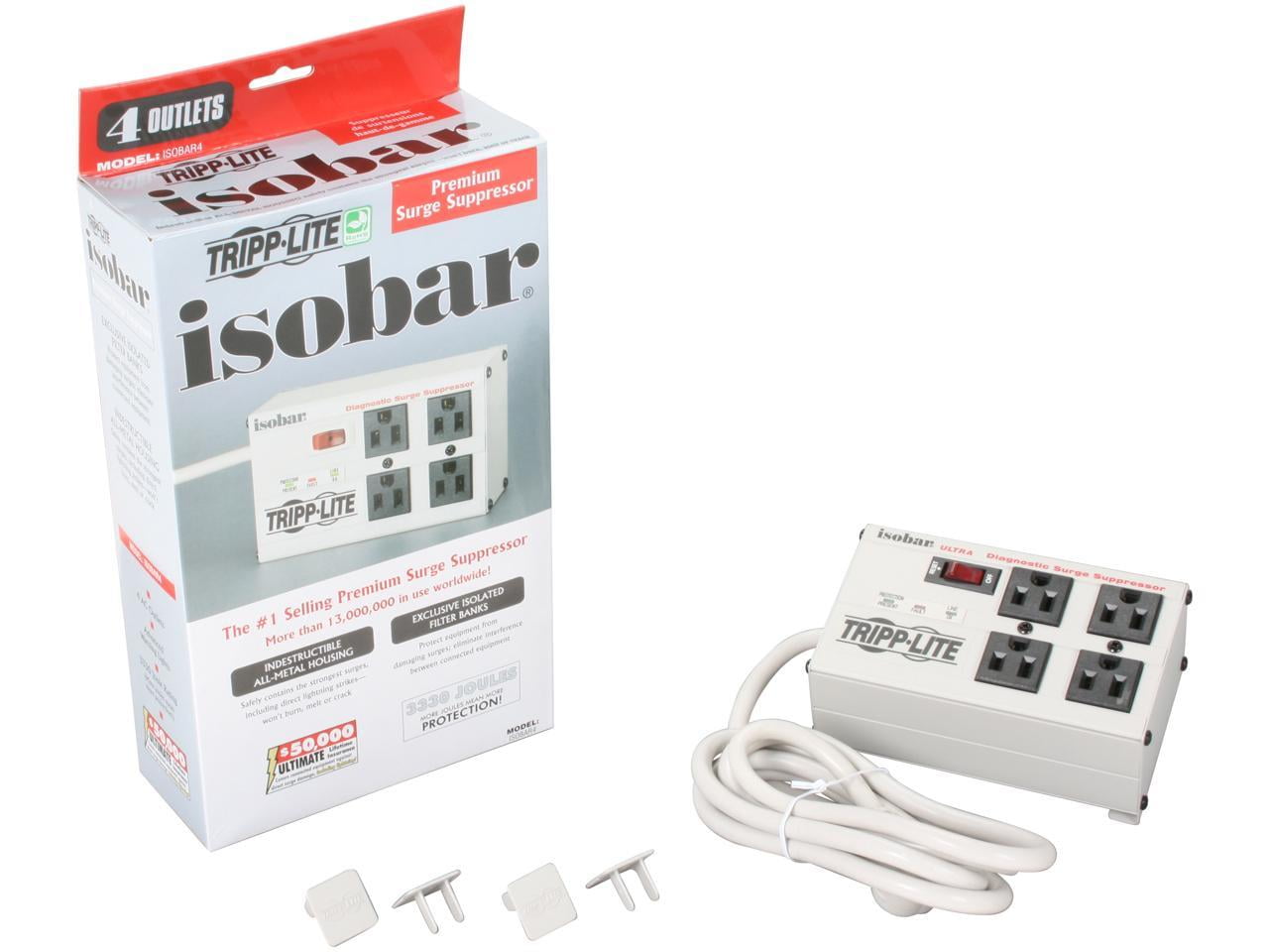 Isobar Surge Protector 4 AC Outlets 6 ft Cord 3330 J Light Gray IBAR46D