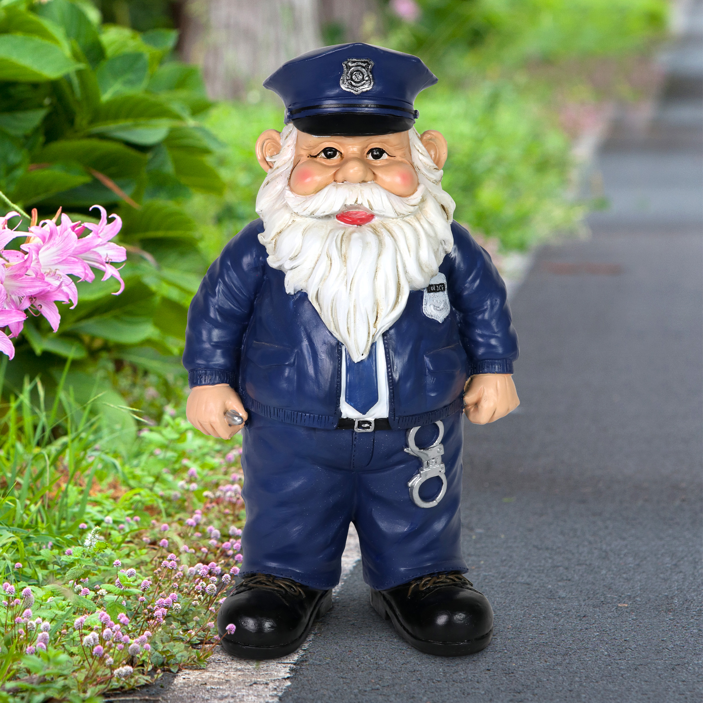 Exhart Policeman Gnome Statuary, 7.5 by 13 inches, Resin, Multicolor - image 3 of 7