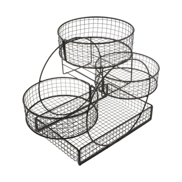 Cesta de frutas de varios niveles, organizador de almacenamiento de cocina, mesa de fiesta, centro de mesa Negro