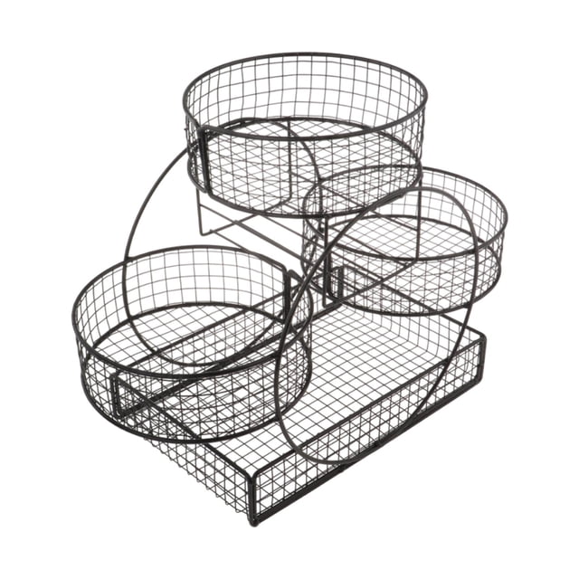 Cesta de frutas de hierro, cesta de almacenamiento de escritorio múltiples niveles, organizador de almacenamiento de cocina Centerpiece de bocadillos Negro