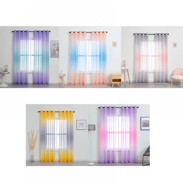 2 Panels Sets Bedroom Curtains 4 Sizes Length Sheer Curtain Linen for