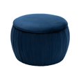thumbnail image 3 of TOV Furniture Fleur 17.3" H Pouf de Rangement en Velours Transitionnel en Marine, 3 of 6