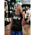 thumbnail image 2 of 90'S Decade Graphic Design Women Black T-Shirt, Female x-Large, 2 of 4