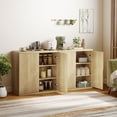 thumbnail image 2 of HOMCOM Ensemble de 2 Buffets-Vaisseliers, Armoire de Cuisine Cannelée, Chêne, 2 of 10