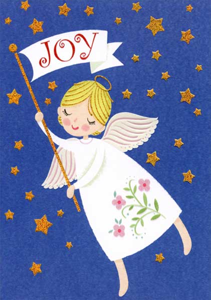 Designer Greetings Joy Angel and Gold Stars Box of 18 Religious Christmas Cards - Walmart.com