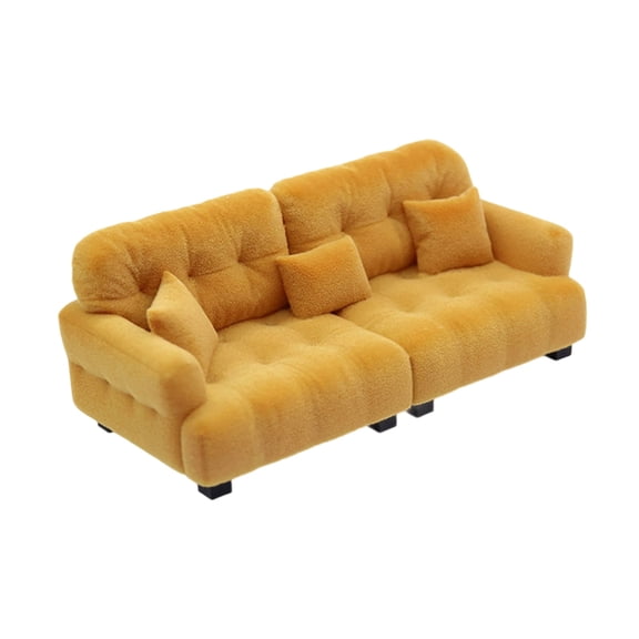 Sinyiin Handmade Mini Couch Dollhouses Single Sofa Set Flocking Loveseat Seater For Realistic Bedroom Scenes