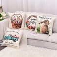 thumbnail image 6 of Set of 4 Decorative Easter Bunny Throw Pillow Covers - Truck Eggs Linen 18 x 18 Inches Pillow Cushion Case for Sofa Couch Bed Home Outdoor Car (18" x 18", Easter/Rabbit), 6 of 6