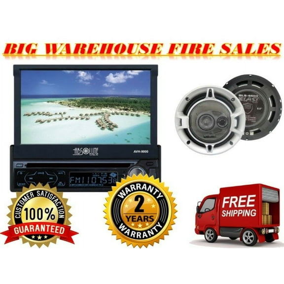 Absolute 7" INDASH CAR STEREO MOTORIZED DVD / CD / MP3/ USB   6.5" 3-WAY SPEAKER