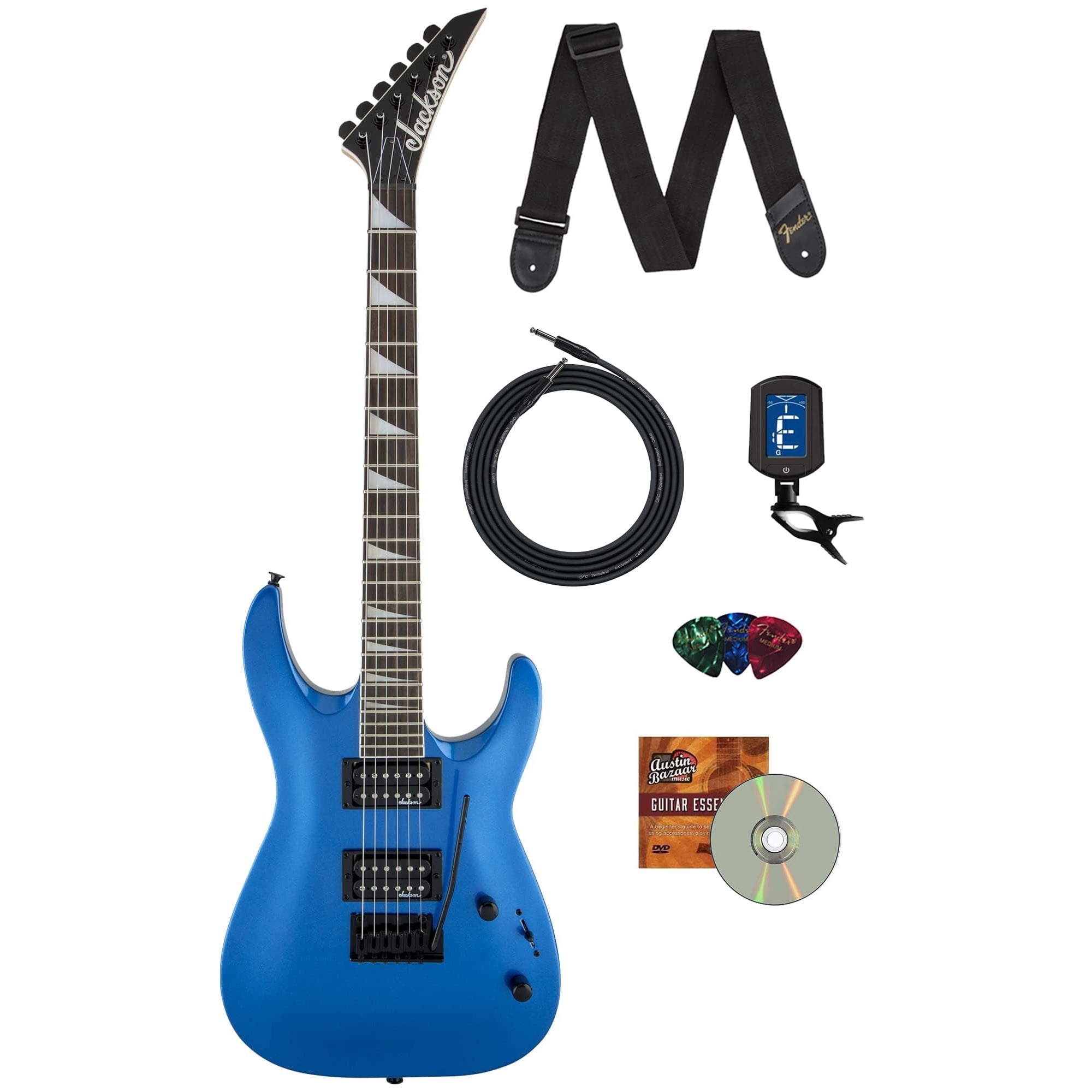 Jackson JS Series Dinky Arch Top JS22 DKA Electric Guitar - Metallic Blue w/ Instrument Cable