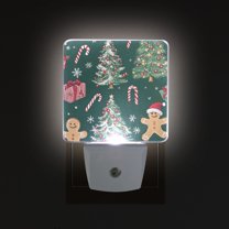 Yayeee LED Night Light for The Home Plug in With Light Sensors 2 Pack, Red Christmas Gingerbread