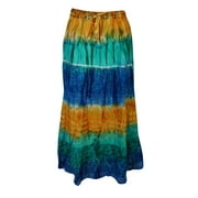 Mogul Womens Summer Gypsy Skirt Tie Dye Floral Print Hippy Chic Ethnic Skirts