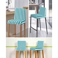 thumbnail image 5 of Teal Striped Bar Stool Covers Set of 6, Simple Art Vertical Stripe Farmhouse Stretch Washable Bar Chair Covers with Backs, Removable Pub Counter Height Chair Cover for Kitchen Dining Room Cafe, 5 of 7
