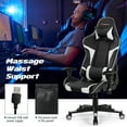 Goplus Massage Gaming Chair BIG and TALL Reclining Swivel Racing for Office w/Lumbar Support