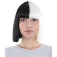 thumbnail image 3 of HPO Adult Women's Split Dye Bob with Bangs Black and White Color & Made With Synthetic Fiber, 3 of 123