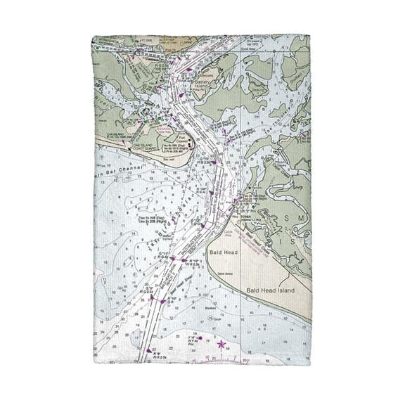Betsy Drake KT11537 Cape Fear, NC Nautical Map Kitchen Towel