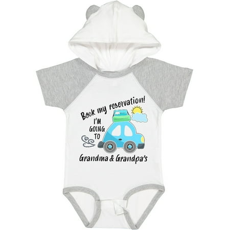 

Inktastic Book My Reservation! I m Going to Grandma and Grandpa s Gift Baby Boy or Baby Girl Bodysuit