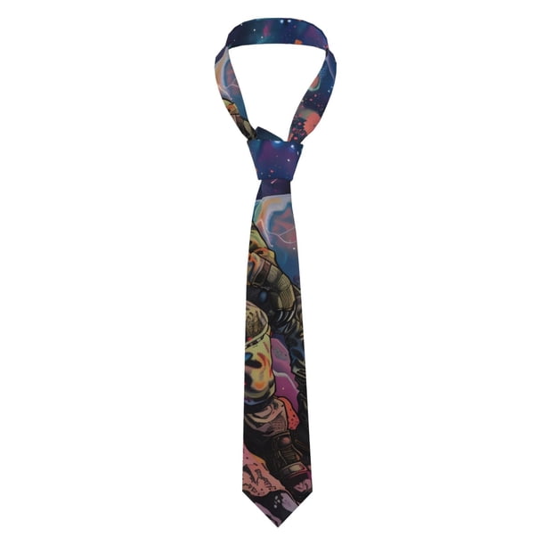Fotbe Rainbow Astronaut Space Landscape Corbata Clásica para Hombre con Estampado – Corbata de Seda Jacquard Tejida, para Negocios, Bodas y Eventos Formales