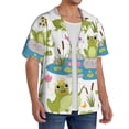 thumbnail image 2 of Sikiie Cartoon Frogs Men's Cuban Shirt, Hawaiian Shirts, Business Casual Button Down Shirts, Short Sleeve Shirt-4X-Large, 2 of 5
