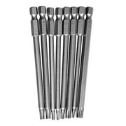 Vsiki 8PCS 4 inch（100mm）Length S2 Magnetic Torx Steel Head Screw Driver Security Bit Set T8-T40，Tamper Proof Star 6 Point Hollow Electric Screwdriver Bits Allen Wrench Drill Tools Ki