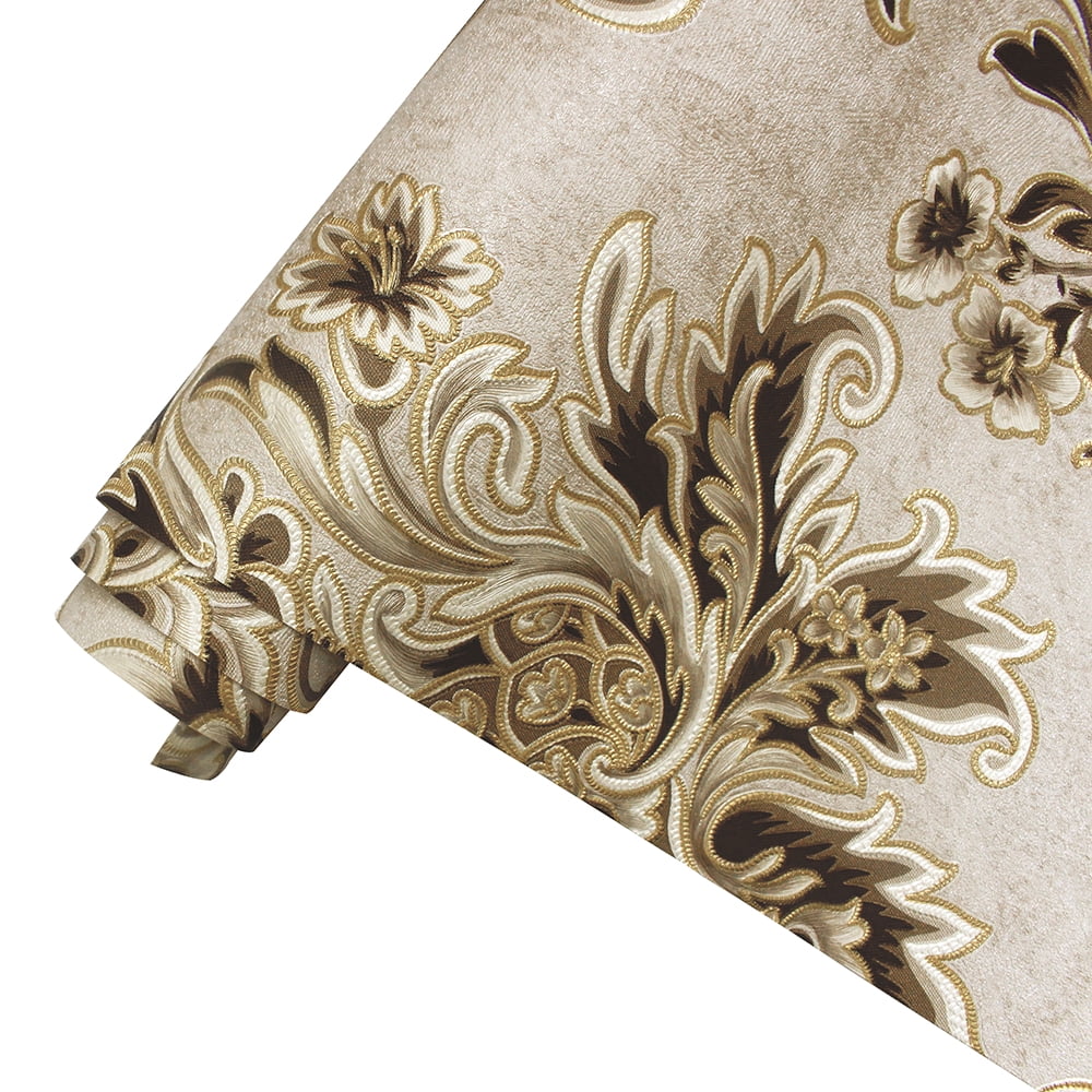 Beige/Gold/Brown/Yellow Damask Embossed Textured Thick Wallpaper Roll for Living Room Bedroom Decorative 20.86“ x 32.8'