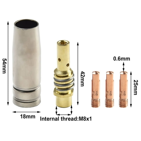 Mig Contact Tip Consumables 5Pcs Mig Welding Mb15 15Ak Contact Tip 0.8/1.0/1.2Mm 0.6Mm