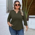 thumbnail image 5 of AOOCHASLIY T-Shirt Uni - Couleur V - Col Trois - Manches Trois-Quarts pour Femmes, 5 of 5