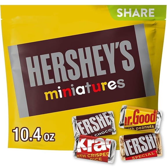 (1 pack) HERSHEY'S Miniatures Assorted Chocolate Candy Share Pack, 10.4 oz